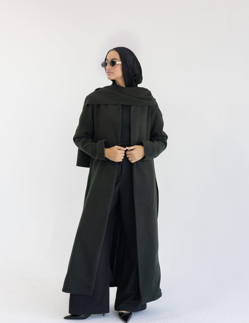 Dark Green Muffler Coat