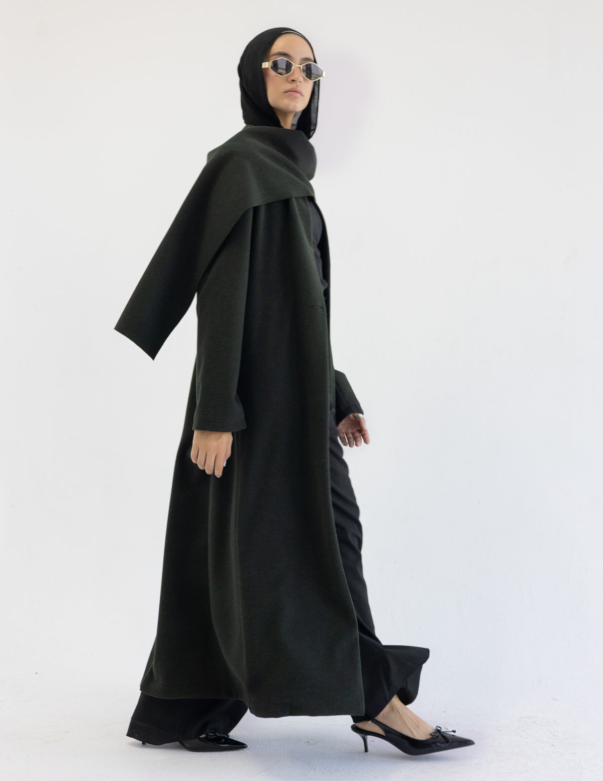 Dark Green Muffler Coat