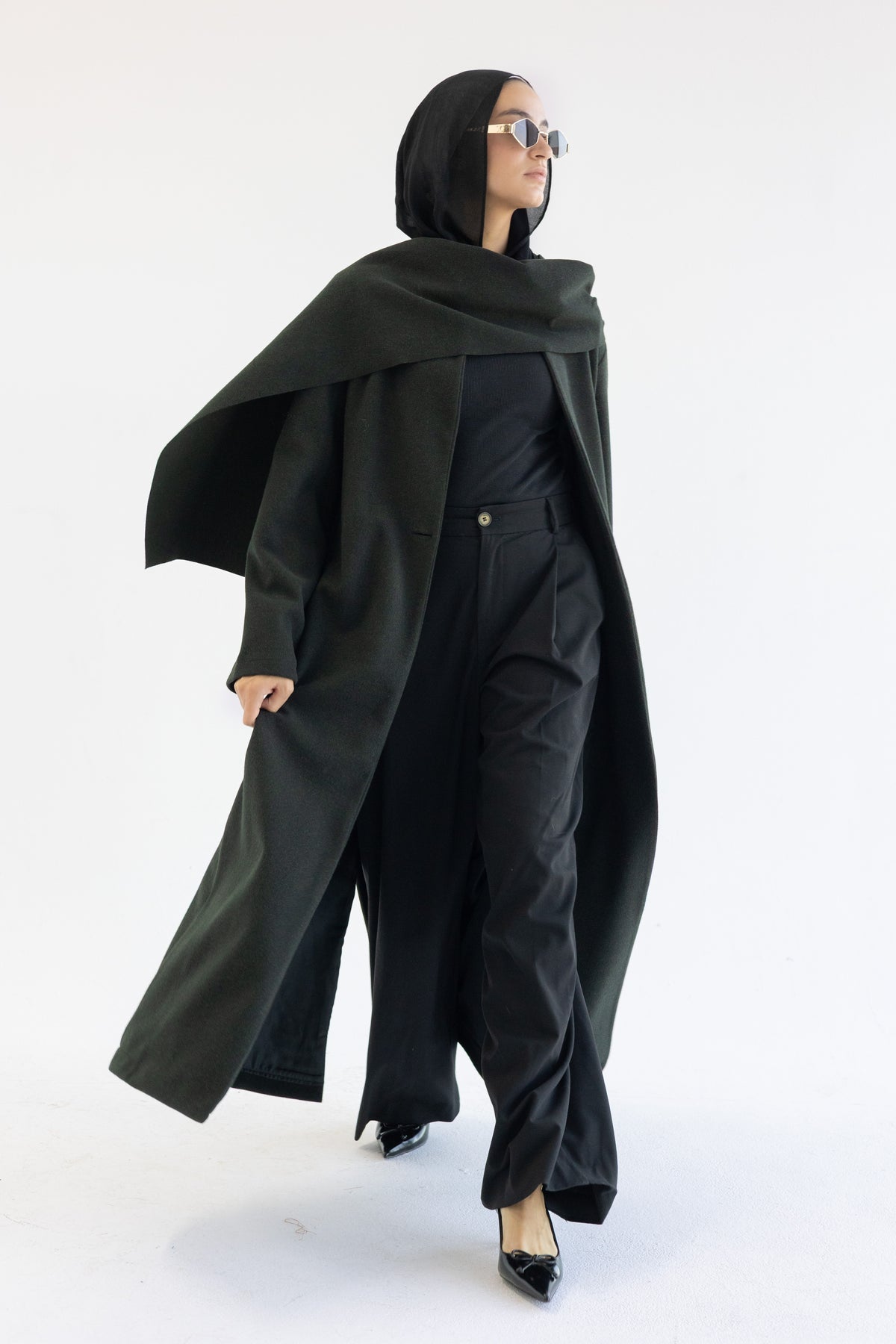 Dark Green Muffler Coat