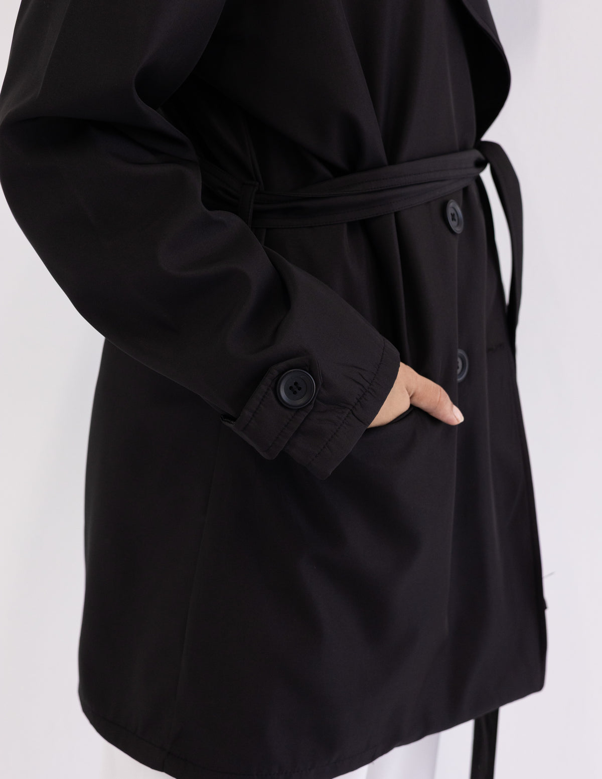 Black Cropped Trench Coat