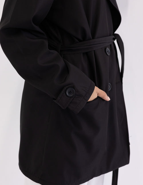 Black Cropped Trench Coat