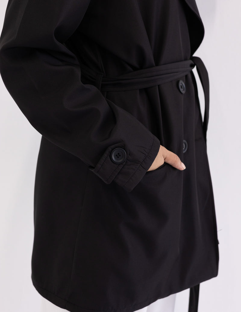 Black Cropped Trench Coat