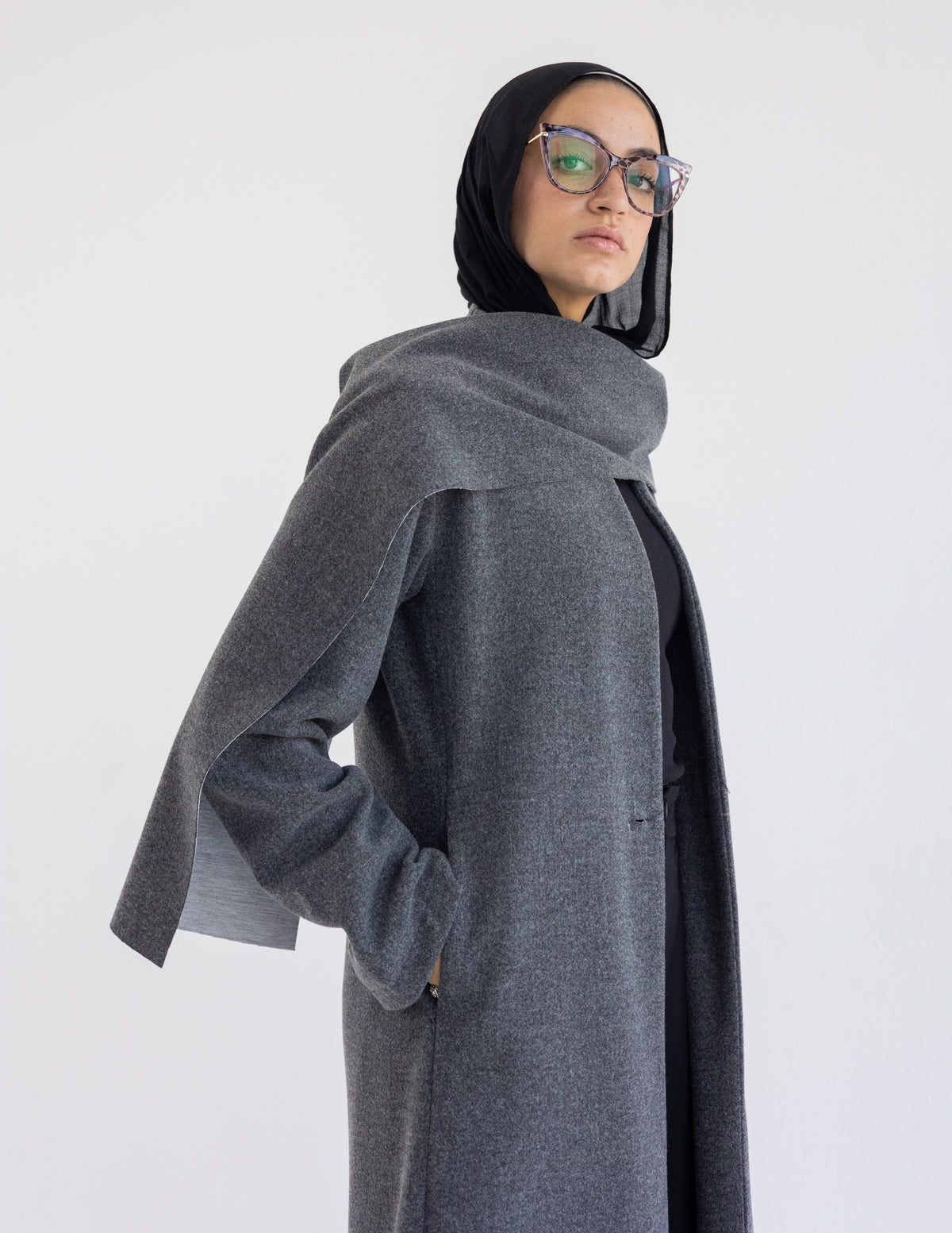 Grey  Muffler Coat