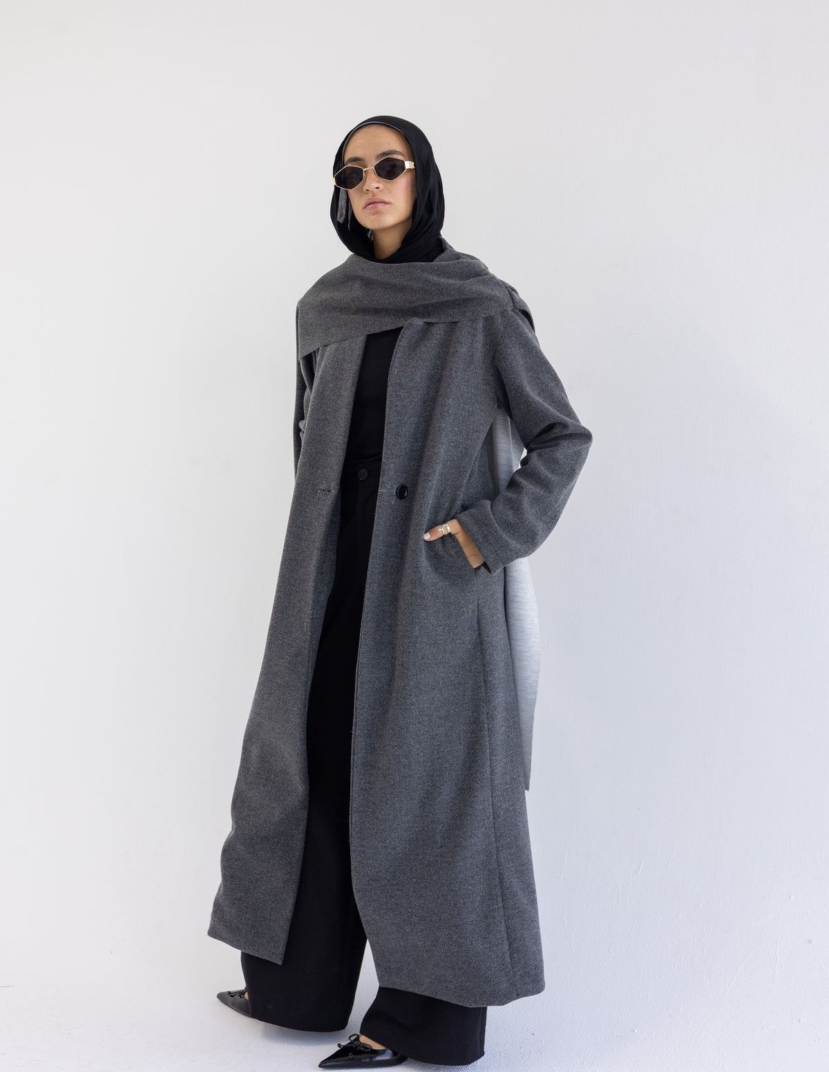 Grey  Muffler Coat