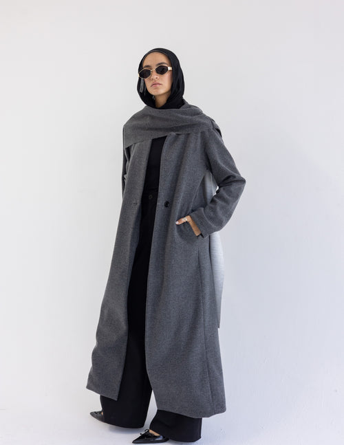 Grey  Muffler Coat
