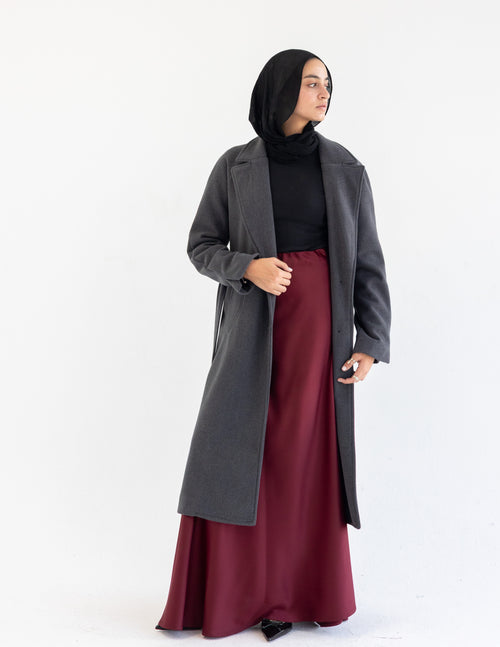 Burgundy Satin Skirt