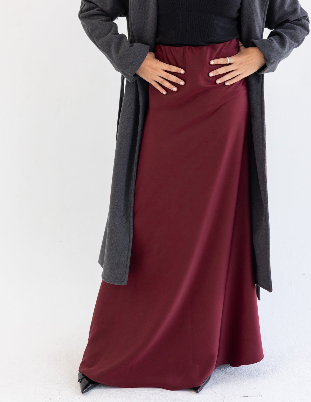 Burgundy Satin Skirt