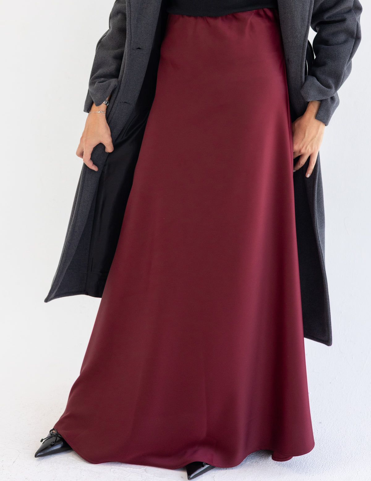 Burgundy Satin Skirt