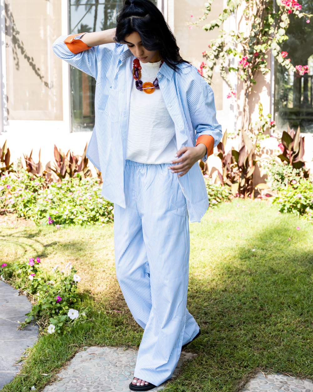 Baby Blue Striped  Pants