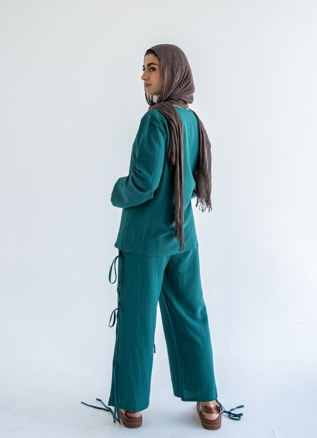 Teal Bow Tie Pants