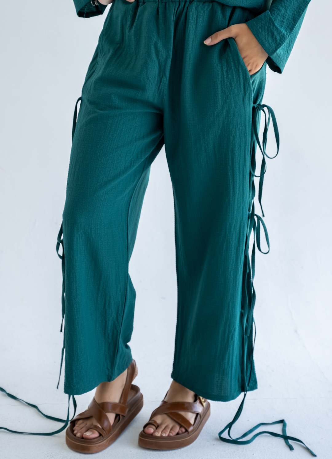 Teal Bow Tie Pants