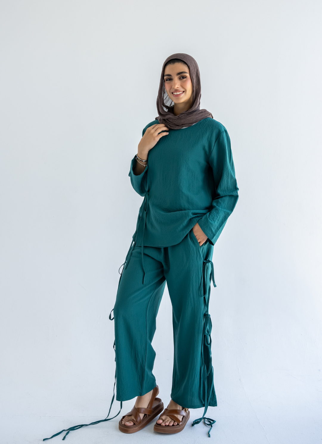 Teal Bow Tie Pants