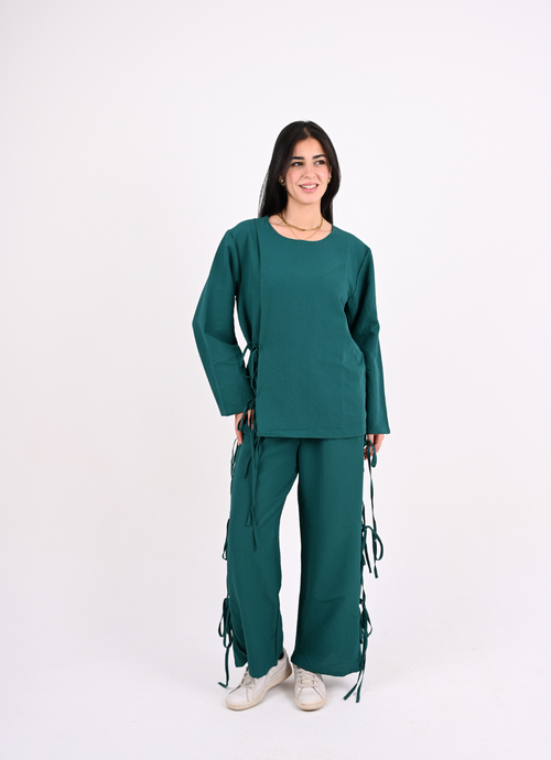 Teal Bow Tie Pants