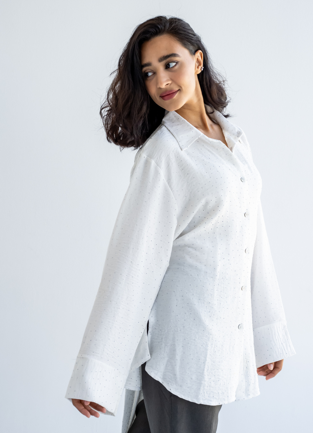 White Strasses Wrapped Shirt