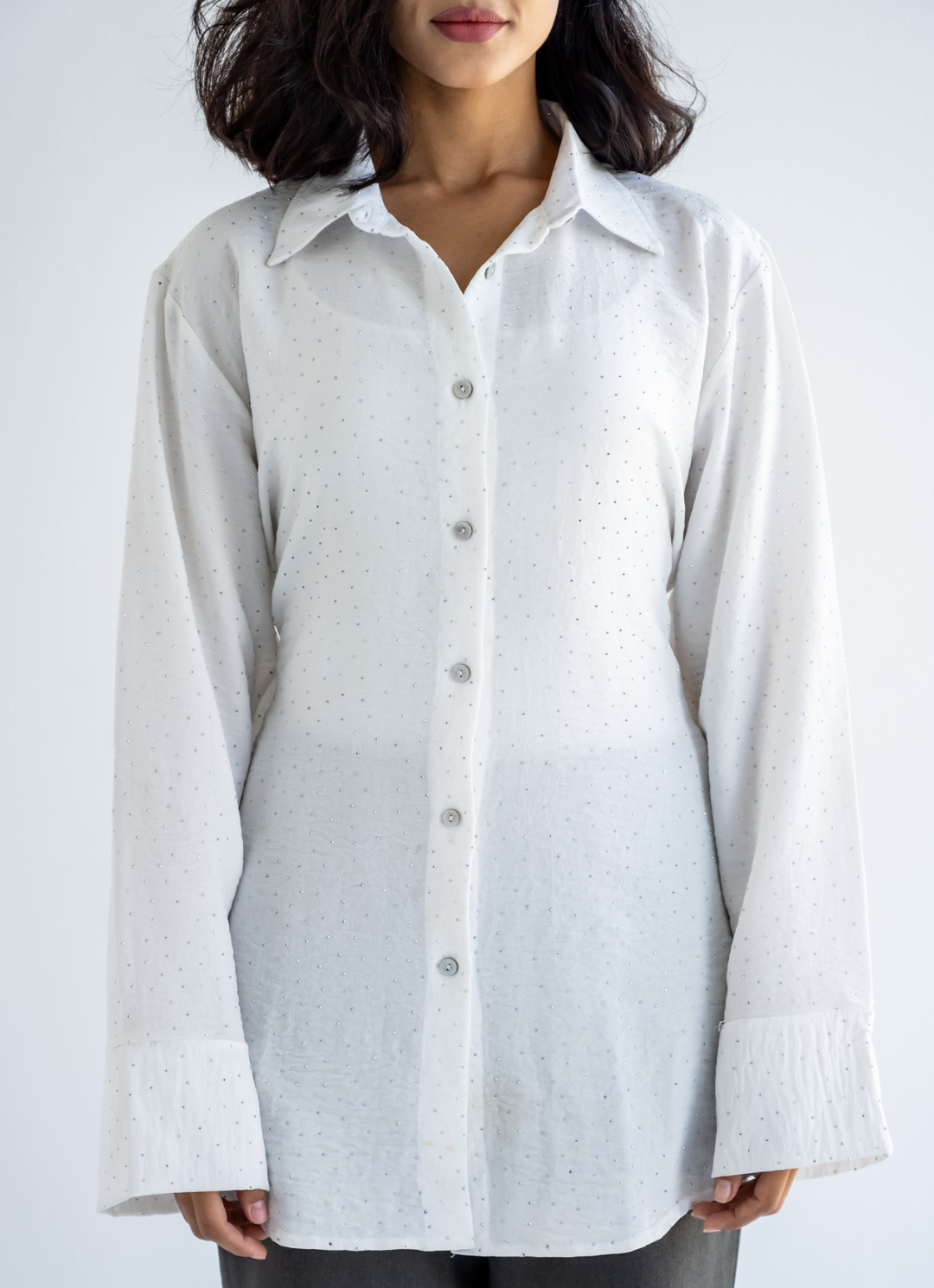 White Strasses Wrapped Shirt
