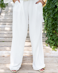 White Flowy Pants