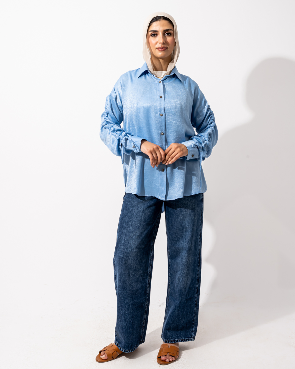 Baby Blue Satin Shirt