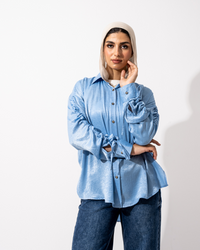 Baby Blue Satin Shirt