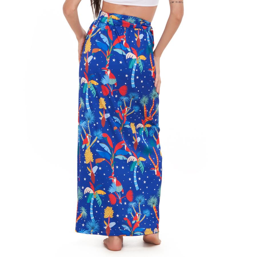 Wrap Skirt For Beach, Parrot Coverup, Yeilda