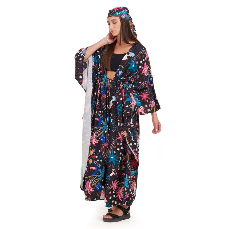 Kimono Beach Cover Up, Oversize Zodiac Kimono, Yeilda