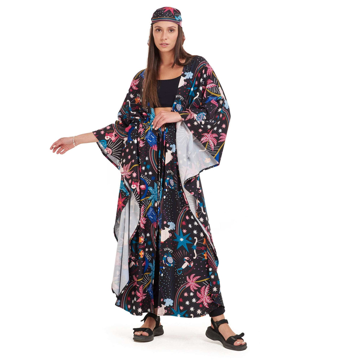 Kimono Beach Cover Up, Oversize Zodiac Kimono, Yeilda