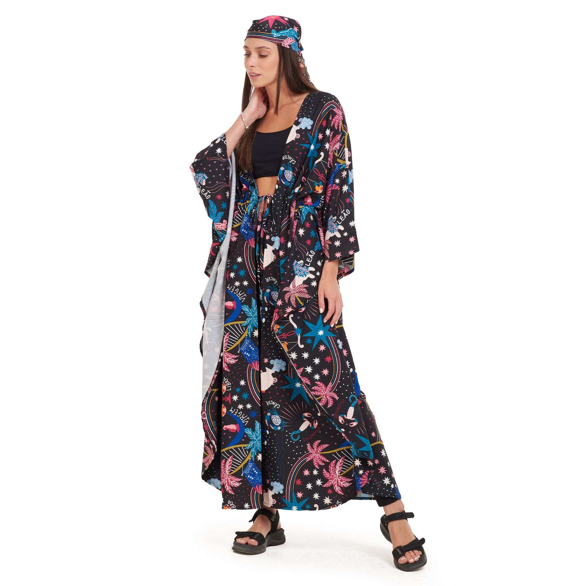 Kimono Beach Cover Up, Oversize Zodiac Kimono, Yeilda